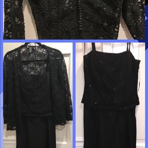 JS Boutique Black Beaded Evening Dress